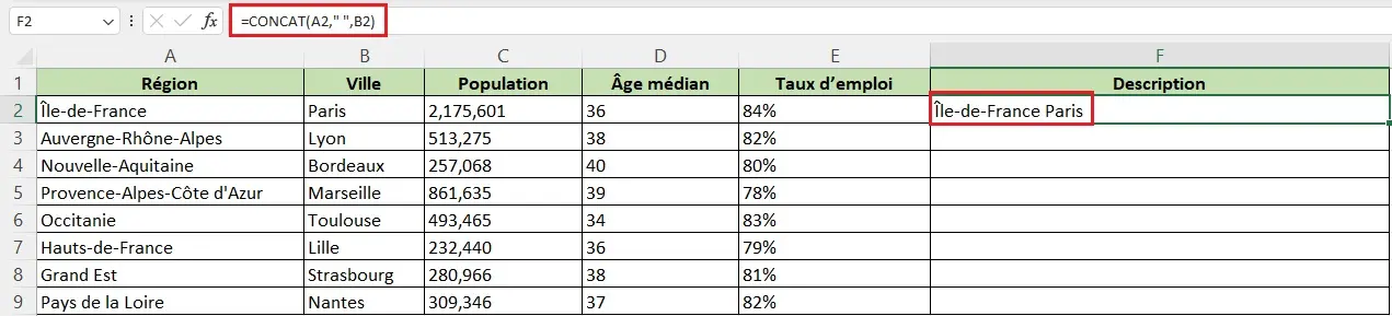 utilisation de la fonction CONCAT figure 2